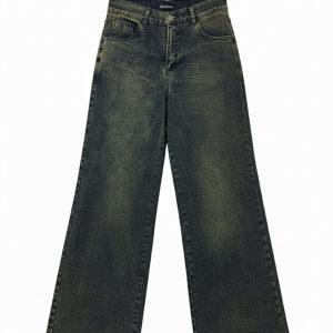 Jeans Recto Azul Oxidado Gravillado